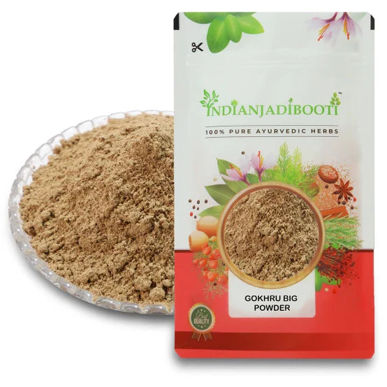 IndianJadiBooti Gokhru Big Powder - 250 gms - Organic Wellnesses