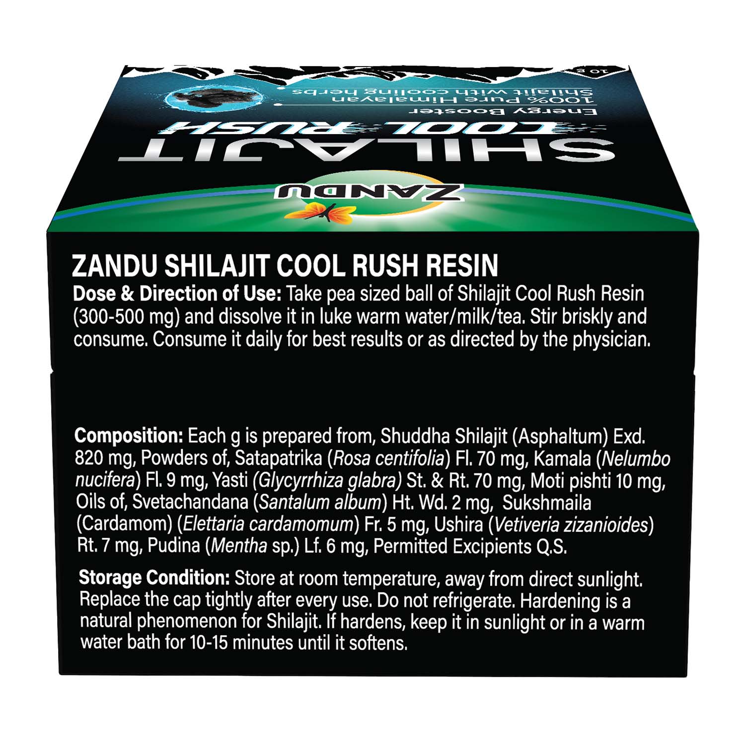 Zandu Shilajit Cool Rush Resin: 1st Ever Shilajit Resin - 10 gms