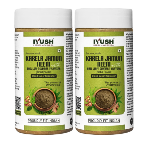 Iyush Herbal Ayurvedic of Karela Jamun Neem Powder Each - 250 gms (Pack of 2)