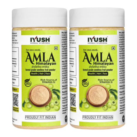 Iyush Herbal Ayurveda Wild Organic Fresh Amla Powder Each - 100 gms (Pack of 2)