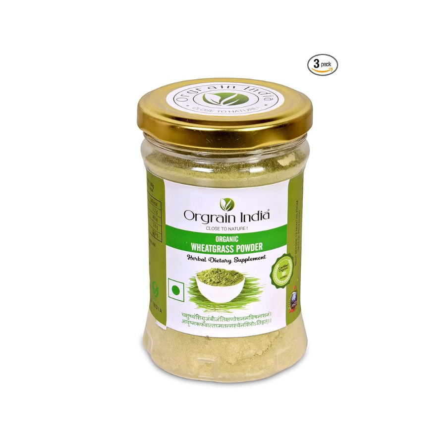 Orgrain India Organic Wheatgrass Powder - 75 gms (Pack of 3) - Organic ...