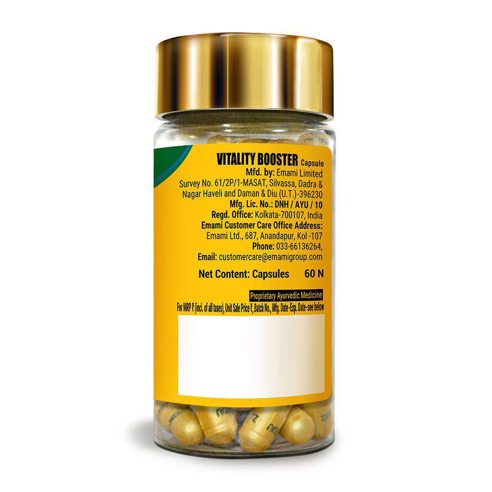 Zandu Vitality Booster Capsules for Vigor, Vitality & Stress Relief - 60 Capss