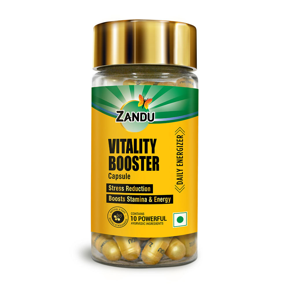 Zandu Vitality Booster Capsules for Vigor, Vitality & Stress Relief - 60 Capss
